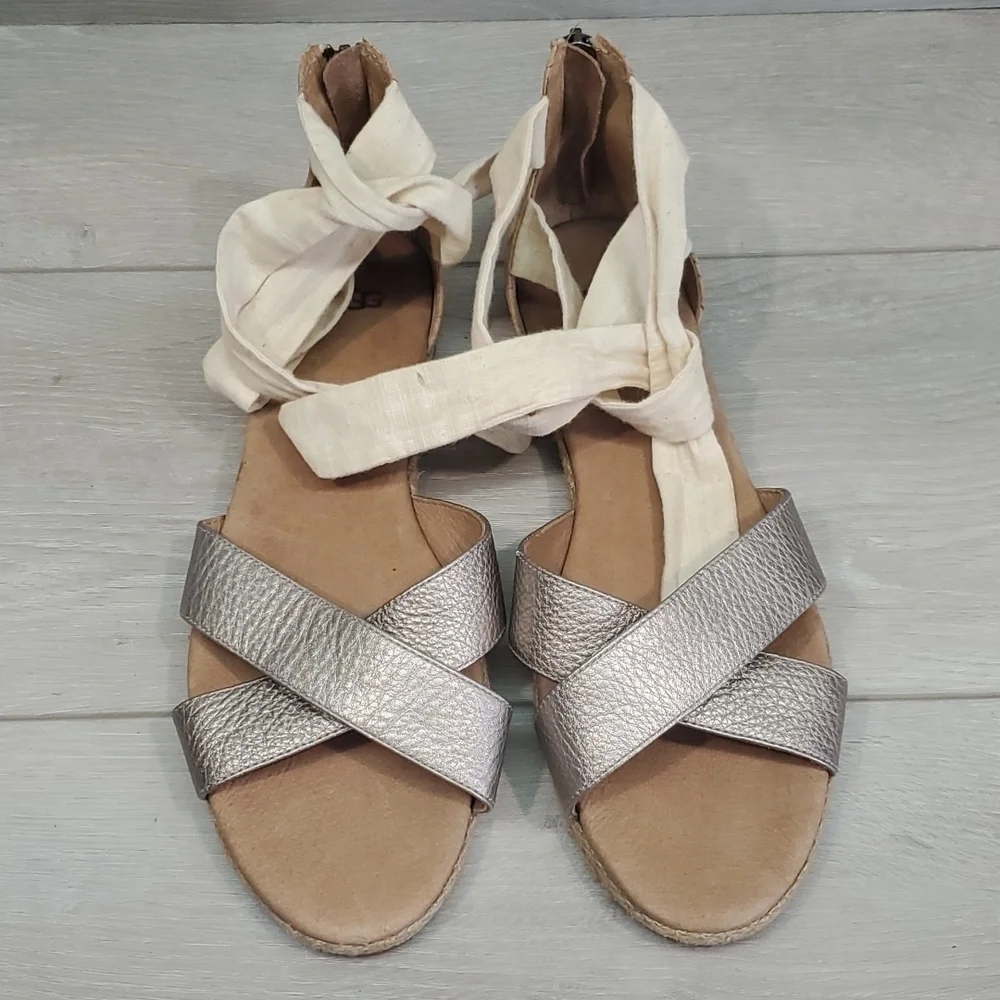 Ugg Australia Women Comfort Zip Back Strappy Ankle Flats Sandals shoes sz 9